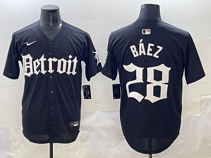 Men 2025 Detroit Tigers #28 Baez Black Five generations Joint Name Nike MLB Jersey style 17->detroit tigers->MLB Jersey